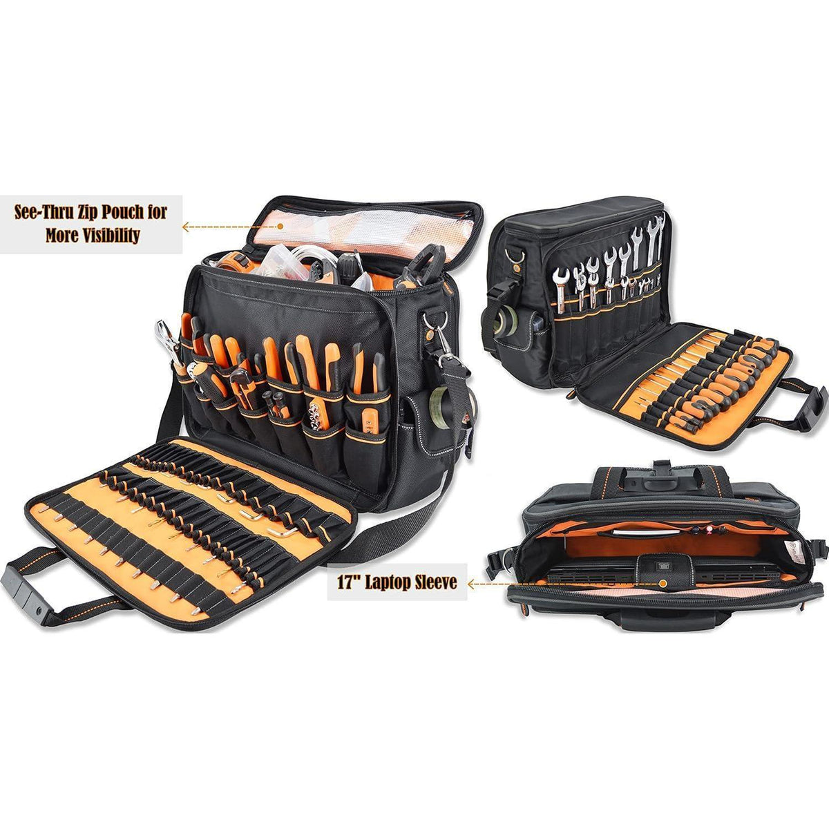 Werkzeugtasche Elektriker 88 Fächer, 17" Laptopfach, robust