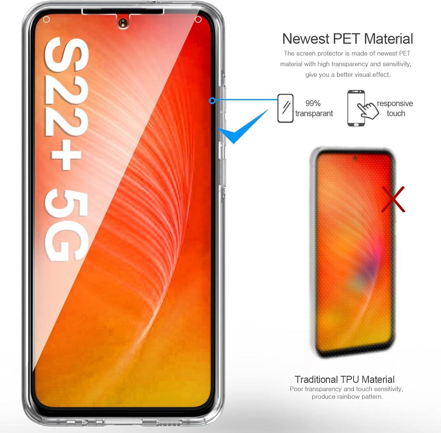 AROYI Samsung Galaxy S22+ 5G Hülle 360 Grad Silikon Full Schutz Transparent