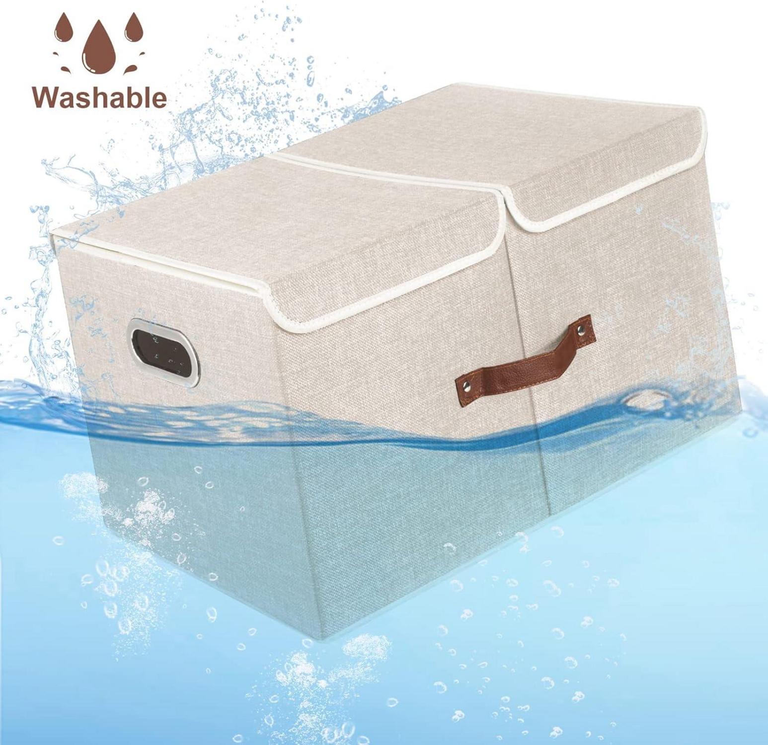 Extra Große Faltbare Aufbewahrungsbox mit Deckel und Fächern 55x33x30