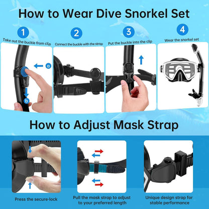 JEMULICE Schnorchelset Erwachsene Dry Schnorchel Tauchmaske