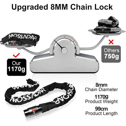 Fahrradschloss Hohe Sicherheit 8mm 1170g 99cm Schwarz