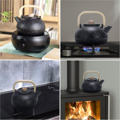 Gusseisen Teekanne mit Infuser 1300ml Holzgriff emailliert