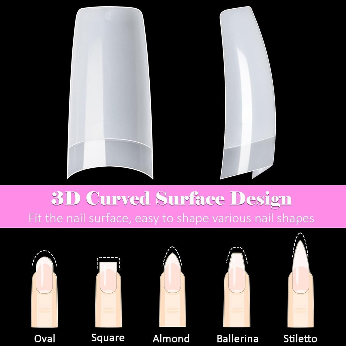 500er Set French Acryl Nägel – Falsche Nägel mit Kleber