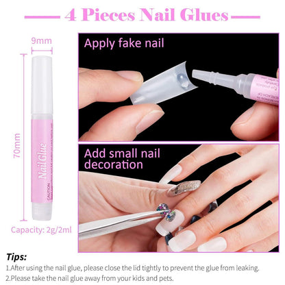 500er Set French Acryl Nägel – Falsche Nägel mit Kleber
