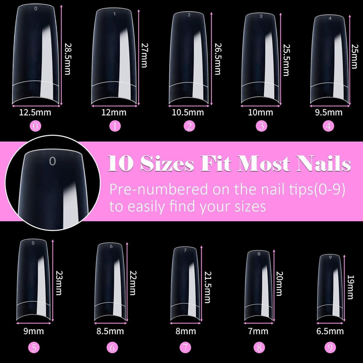 500er Set French Acryl Nageltips mit Kleber – Falsche Nägel