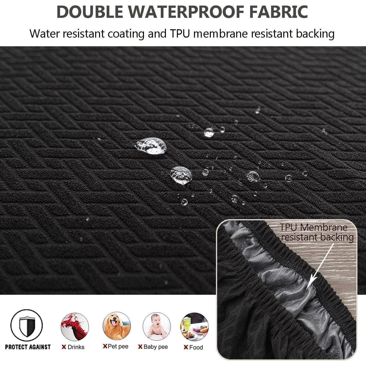 Diamantgitter Stuhlbezüge wasserdicht – Schwarz (2er Set)