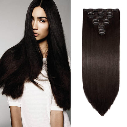 Clip-in Haarverlängerung glatt, mittelbraun, 70cm