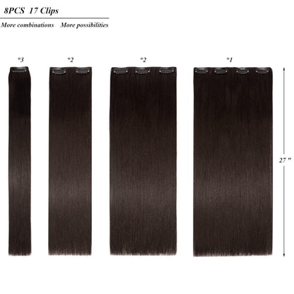 Clip-in Haarverlängerung glatt, mittelbraun, 70cm