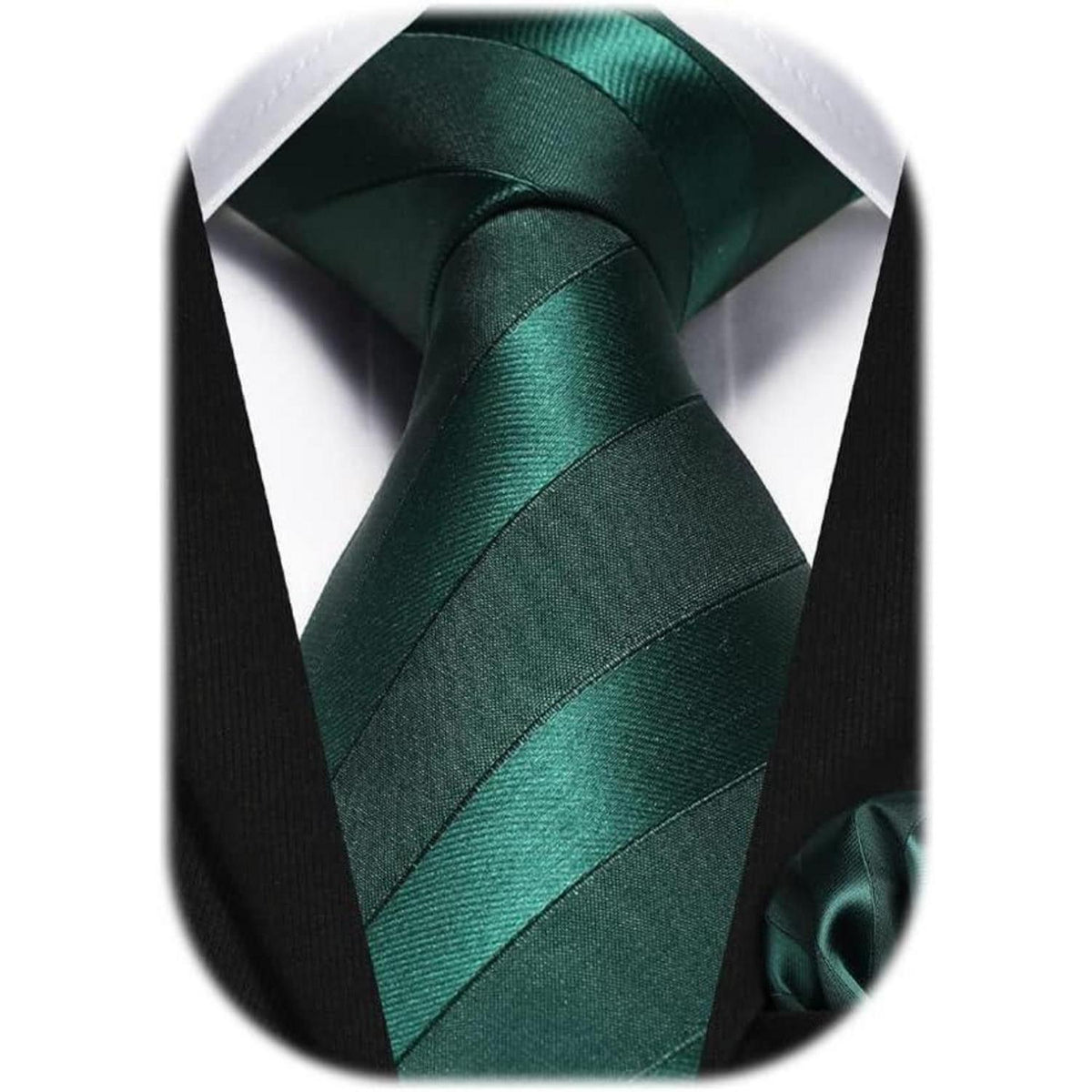 Krawatten- und Einstecktuch-Set für Herren, Dunkelgrün, Gepunktet