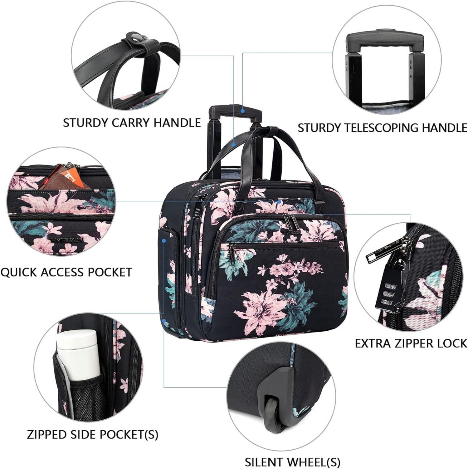 EMPSIGN Laptop Trolley Business Rolling Case für 15,6 Zoll Laptop