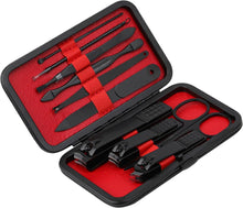 Professionelles Maniküre-Set mit Ledertasche 10 in 1 Schwarz