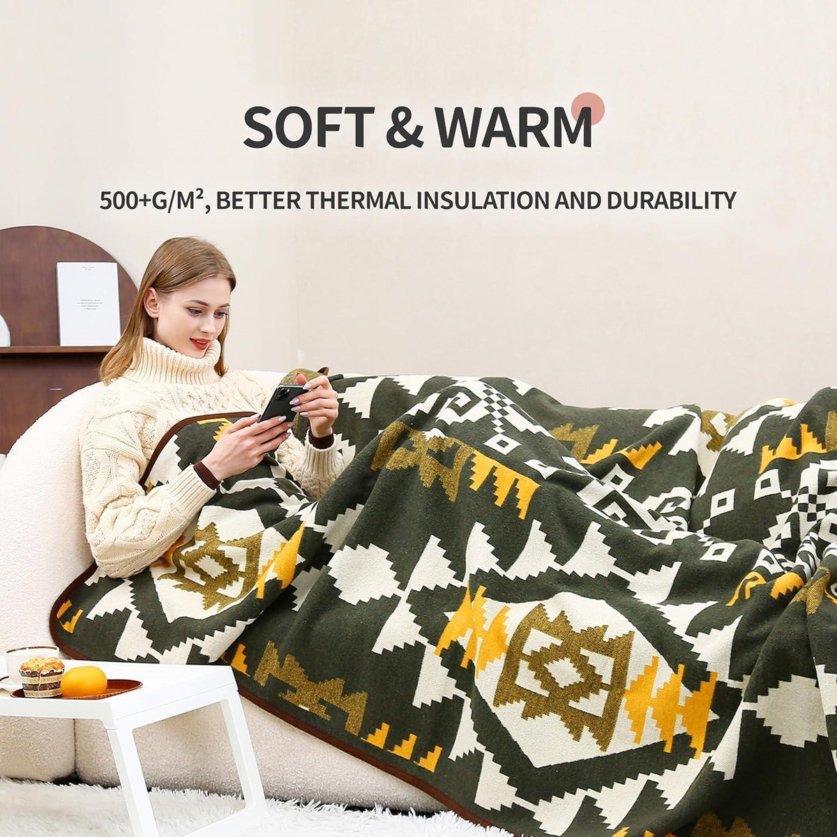 Warme Wolldecke 200x160 cm – Perfekt für Sofa, Bett & Reisen