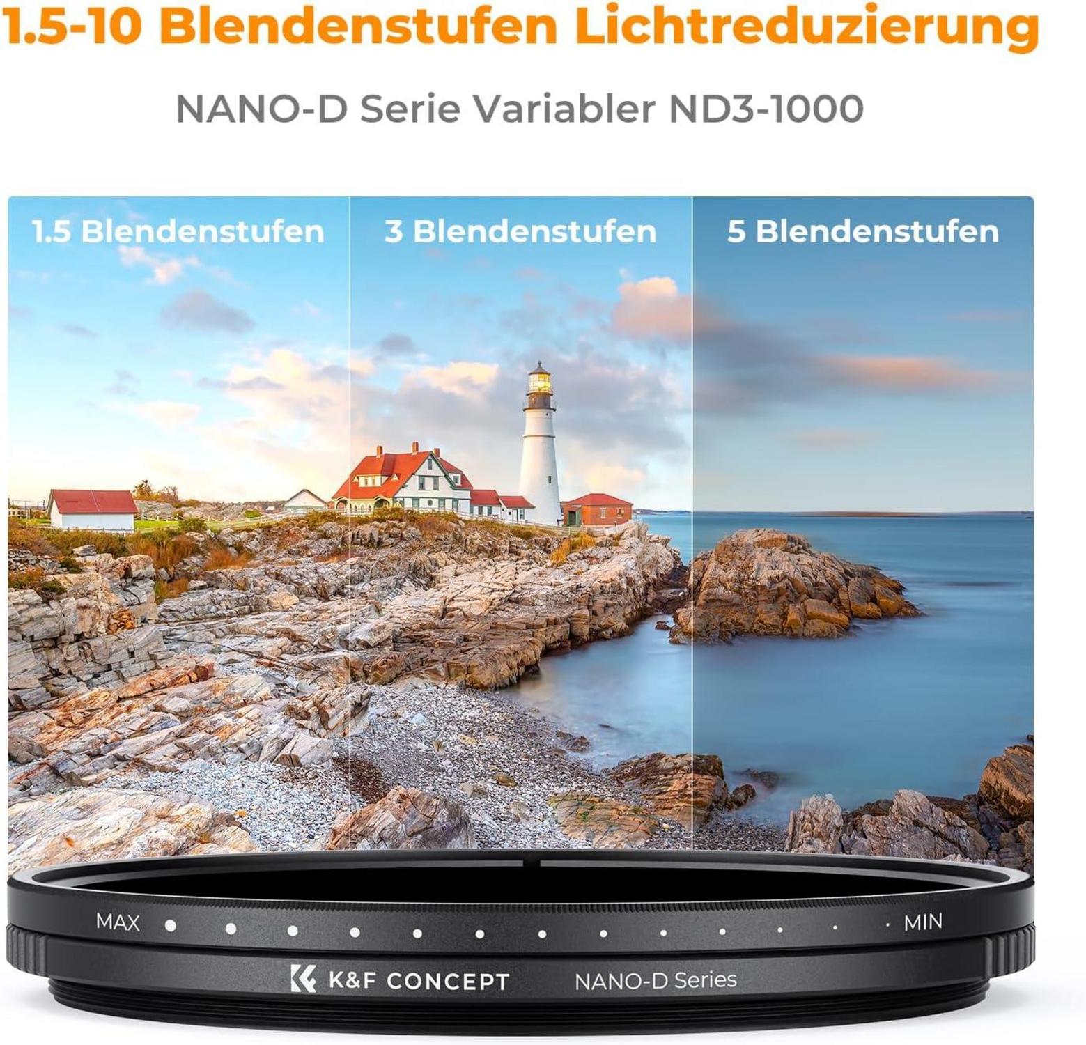 77mm Variabler ND Filter ND3-ND1000 Graufilter 1.5-10