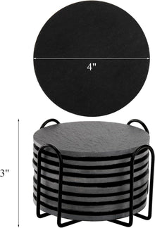 Dicunoy 16er Set schwarze Marmor Untersetzer 10cm runde