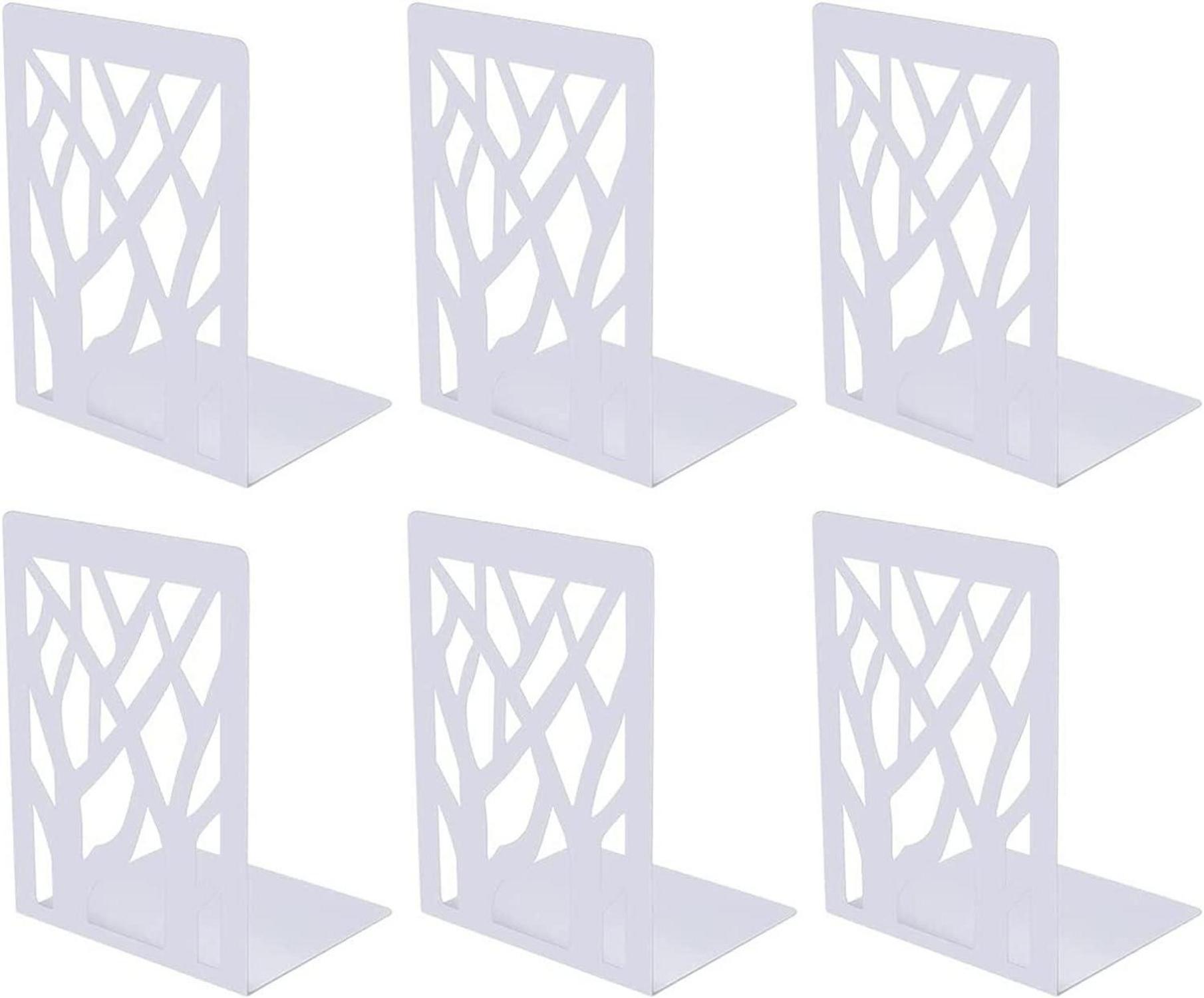 3er Set Metall Buchstützen Weiß - Bücher Halter Regal Bookends