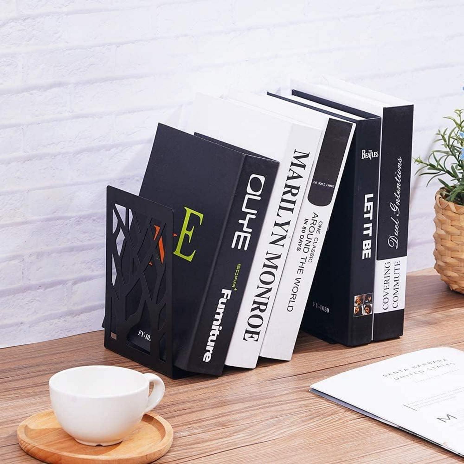 3er Set Metall Buchstützen Weiß für Bücherregal Büro Schule