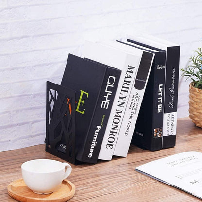 3er Set Metall Buchstützen Weiß für Bücherregal Büro Schule