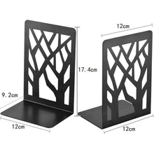 3 Paar Metall-Buchstützen, Baum & Blatt Design, Schwarz