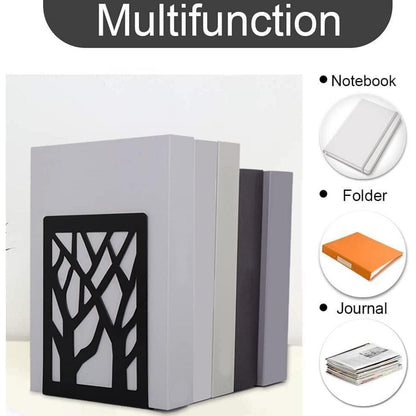 3 Paar Metall-Buchstützen, Baum & Blatt Design, Schwarz