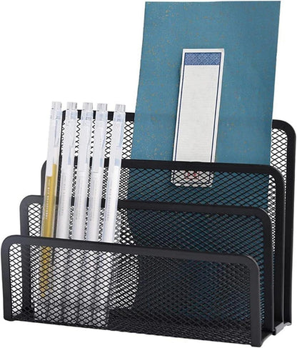 Schreibtisch Organizer 2er Set Briefständer Metall schwarz 3 Fächer