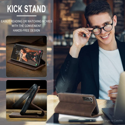 Schutzhülle für Samsung Galaxy S21 FE 5G Flip Case Leder Cover Kartenfach Standfunktion - Kaffee