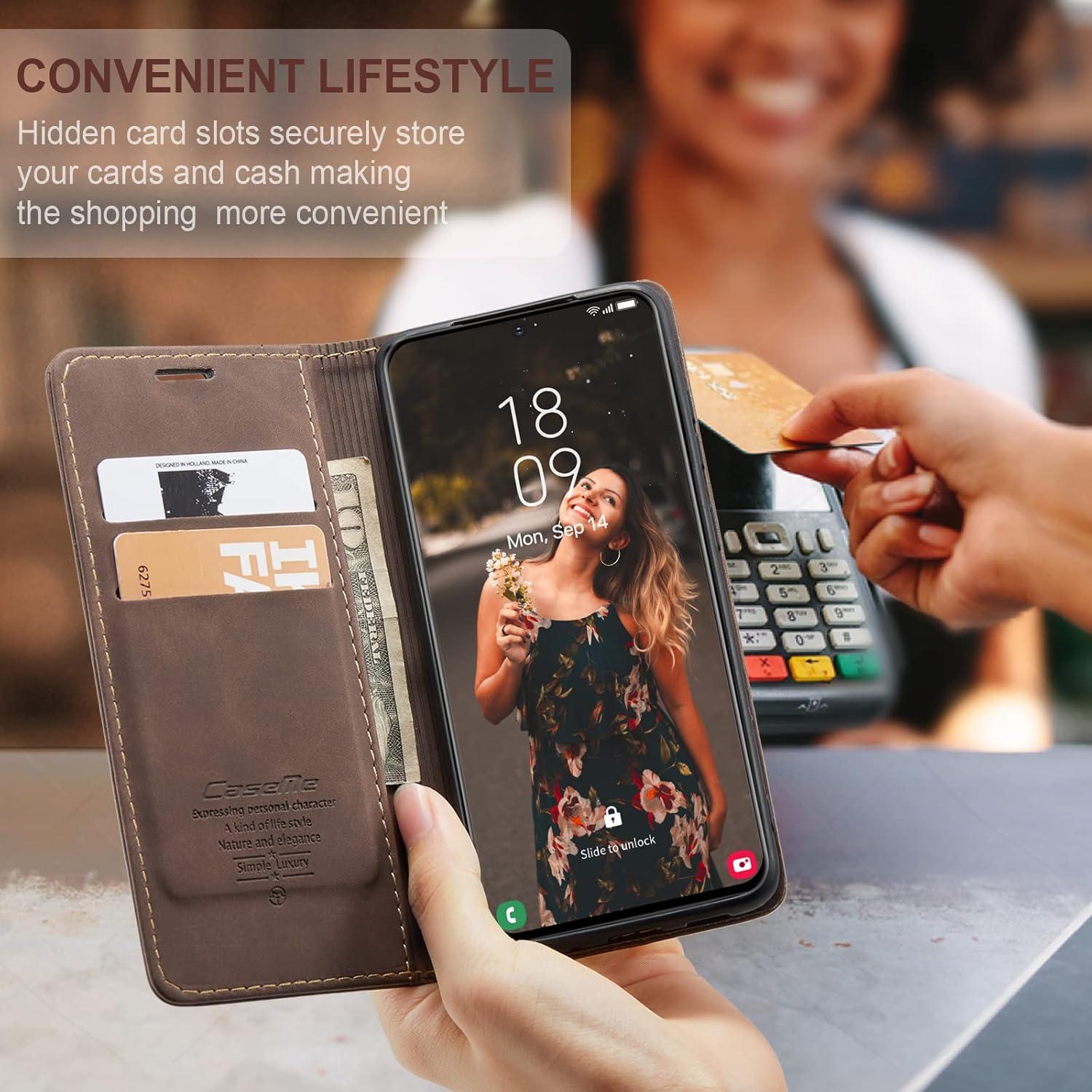 Samsung Galaxy S21 FE 5G Hülle Premium Leder Klappbar Flip Case Magnet
