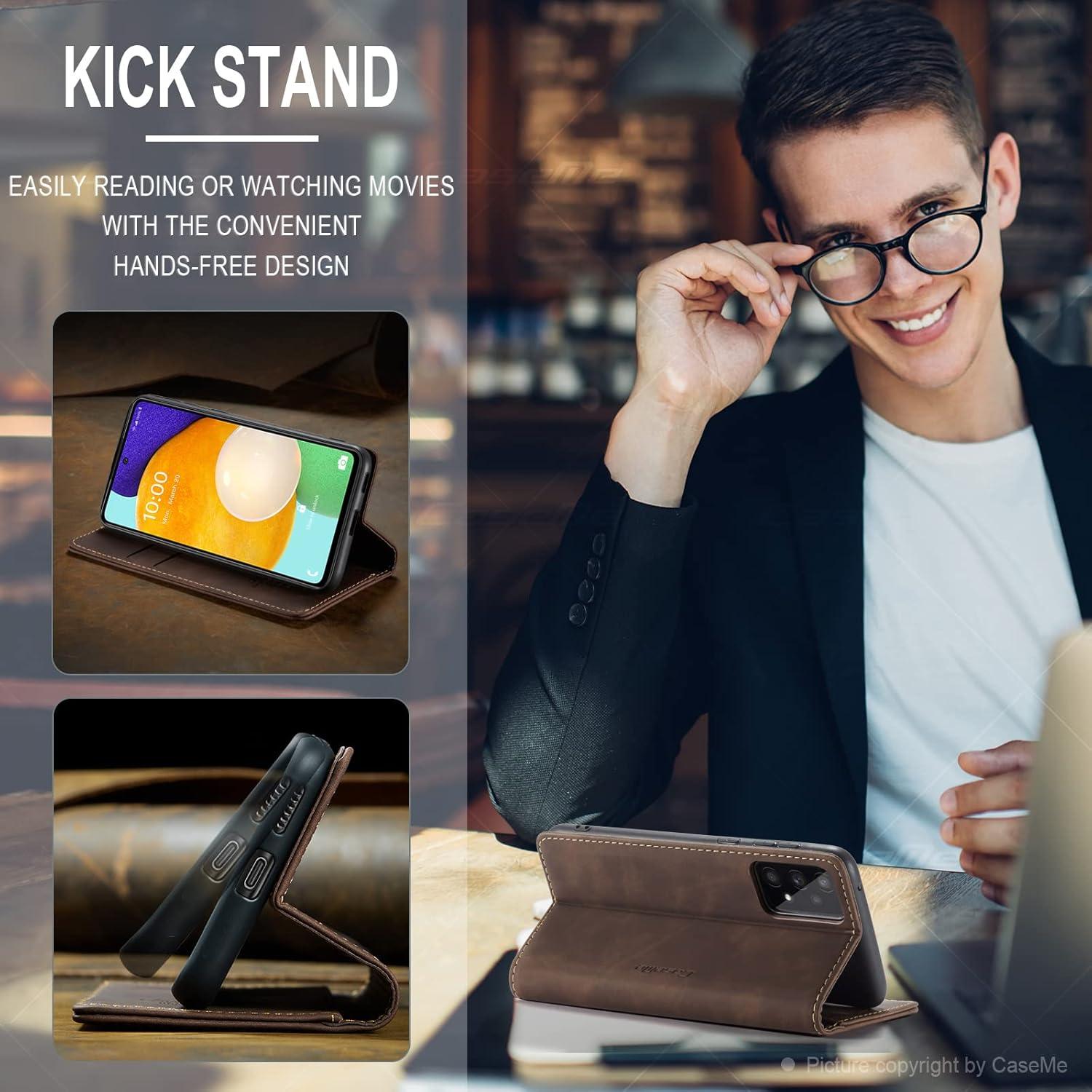 Kaffee Samsung Galaxy A53 5G Hülle Premium Leder Flip Case Magnet Standfunktion