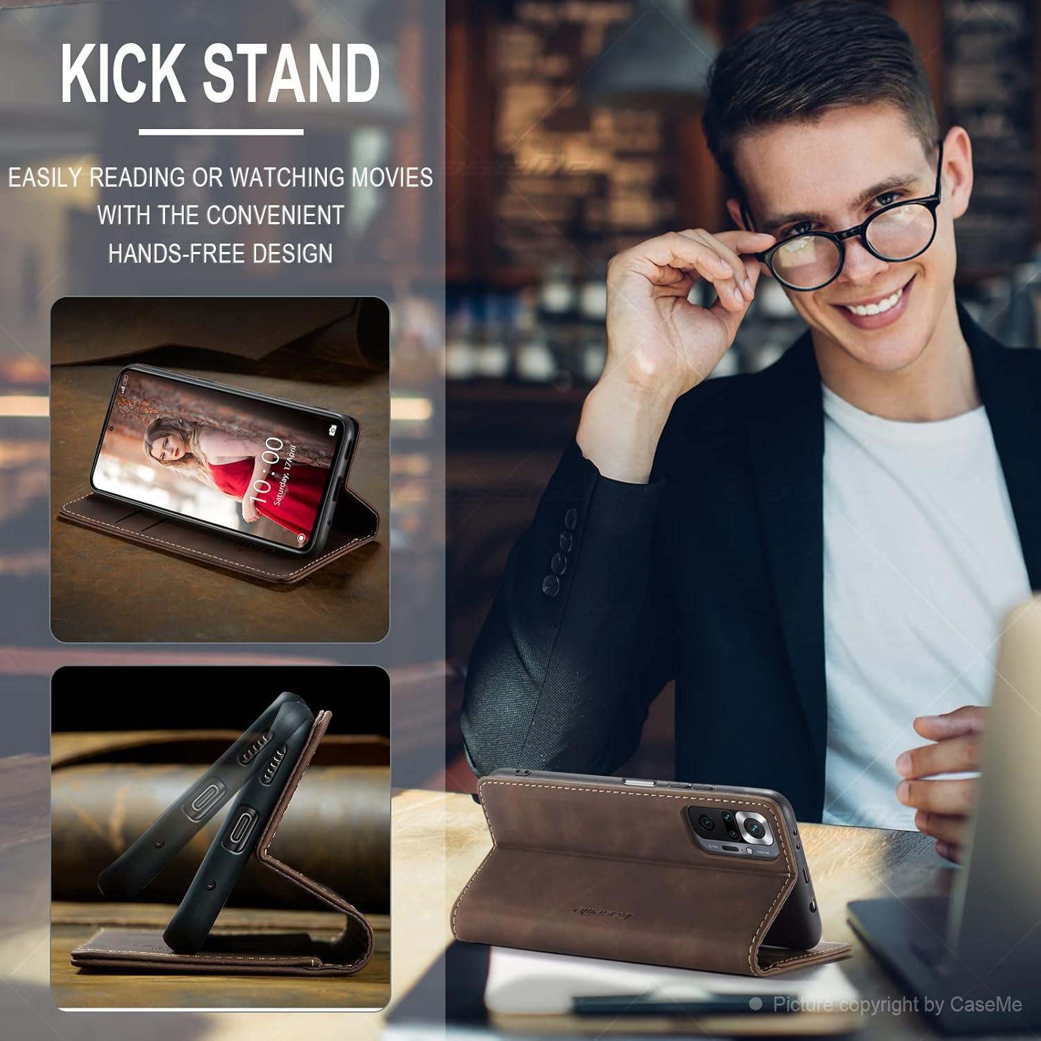 Xiaomi Redmi Note 10 Pro/Pro Max Handyhülle Leder Flip Case Kaffee
