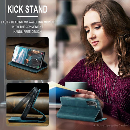 Samsung Galaxy S21 FE 5G Hülle - Premium Leder Flip Case mit Magnet und Kartenfächern