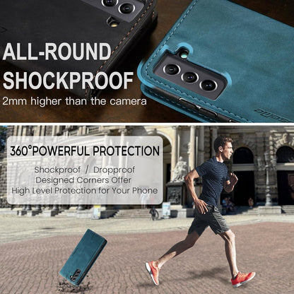 Handyhülle Samsung Galaxy S21 FE 5G Leder Blaugrün 360° Schutz