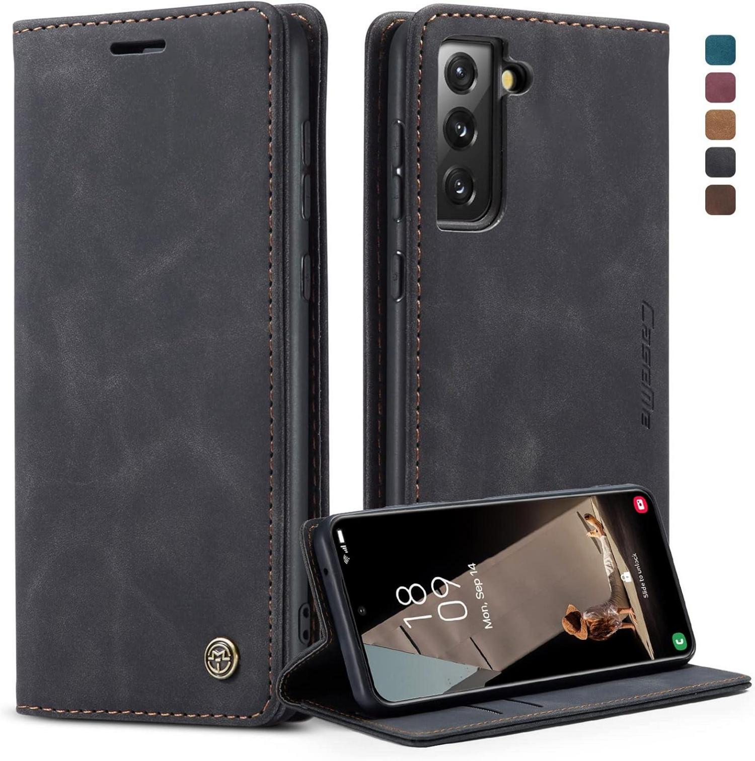 Handyhülle Samsung Galaxy S21 FE 5G Premium Leder Schwarz