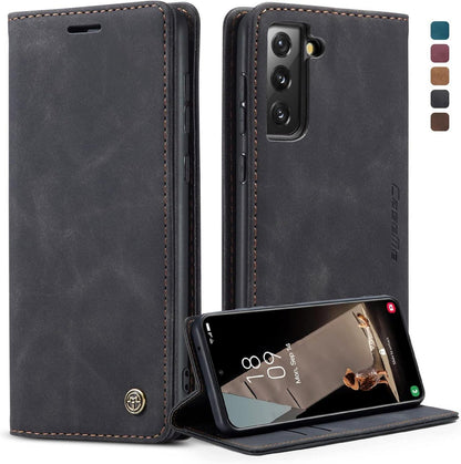 Handyhülle Samsung Galaxy S21 FE 5G Premium Leder Schwarz