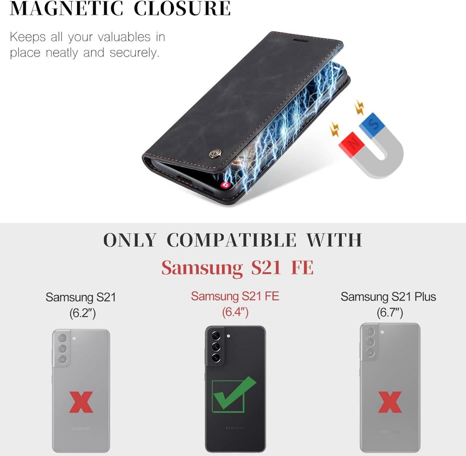 CaseMe Samsung Galaxy S21 FE 5G Hülle Premium Leder