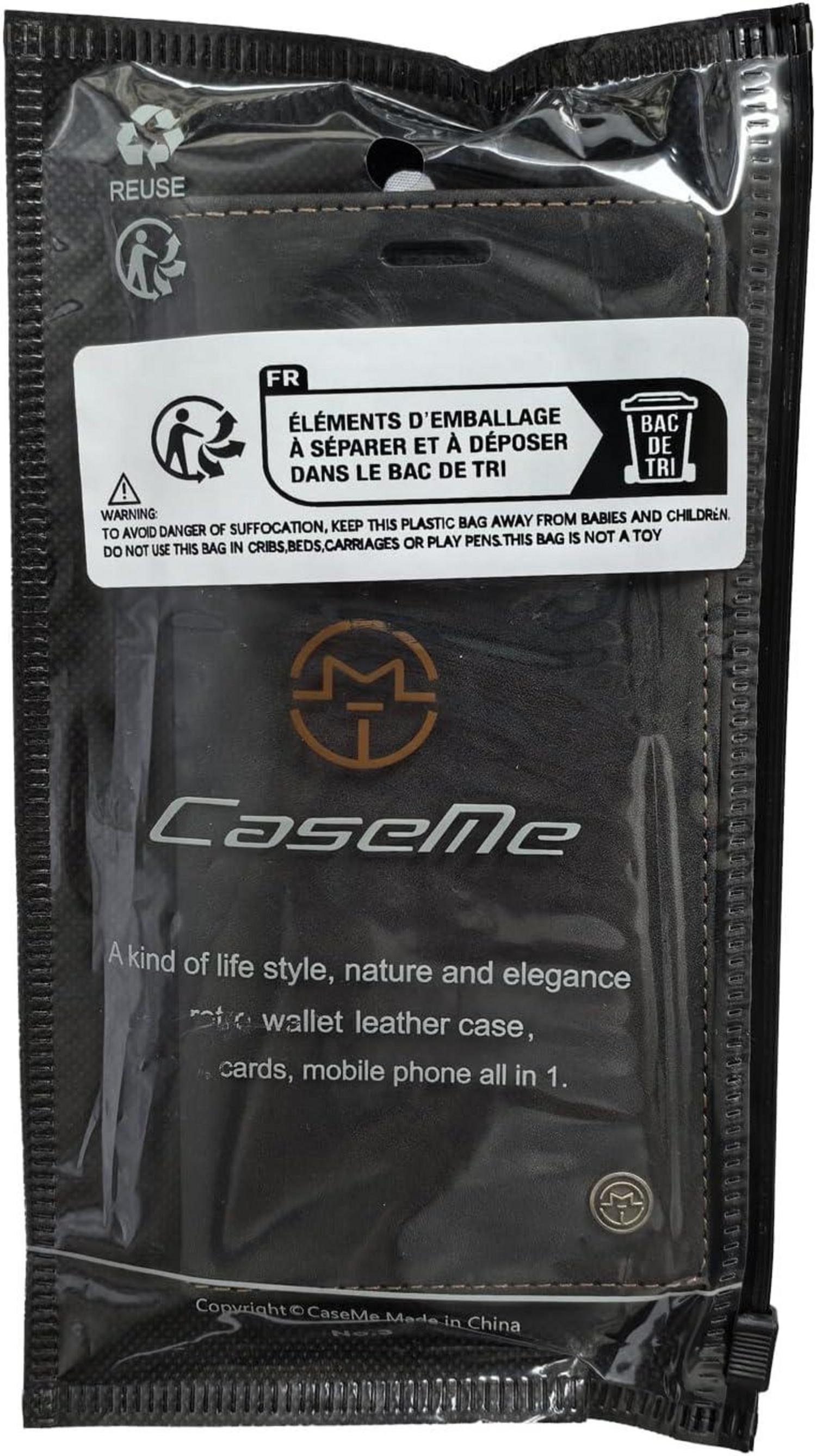CaseMe Samsung Galaxy S21 FE 5G Lederhülle Flip Case Schwarz