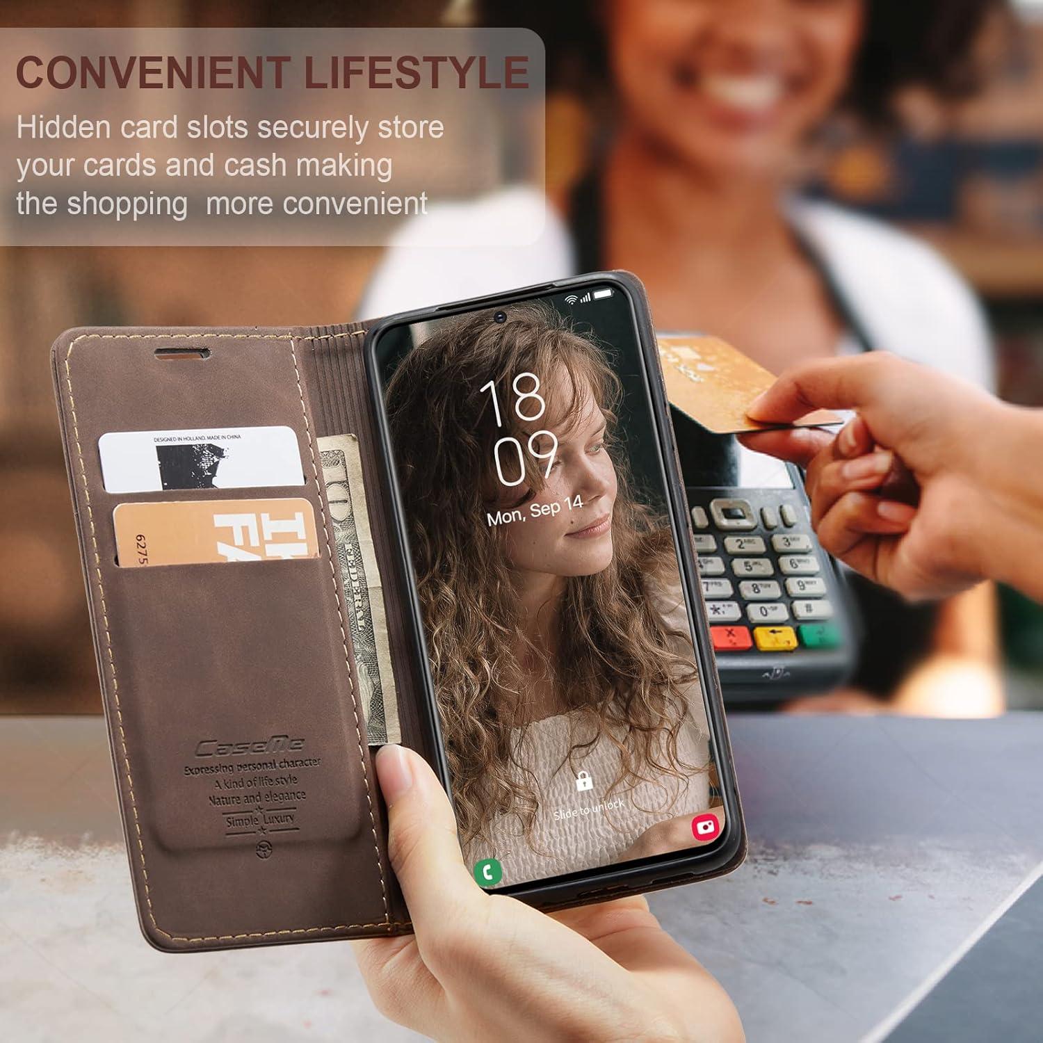 CaseMe Samsung Galaxy S21 5G Hülle Leder Magnet Kartenfach Standfunktion