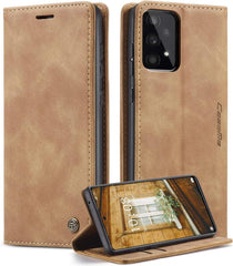 Samsung Galaxy A53 5G CaseMe Leder Flip Handyhülle Braun