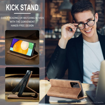 CaseMe Handyhülle Samsung Galaxy A53 5G Leder Magnet Stand Braun