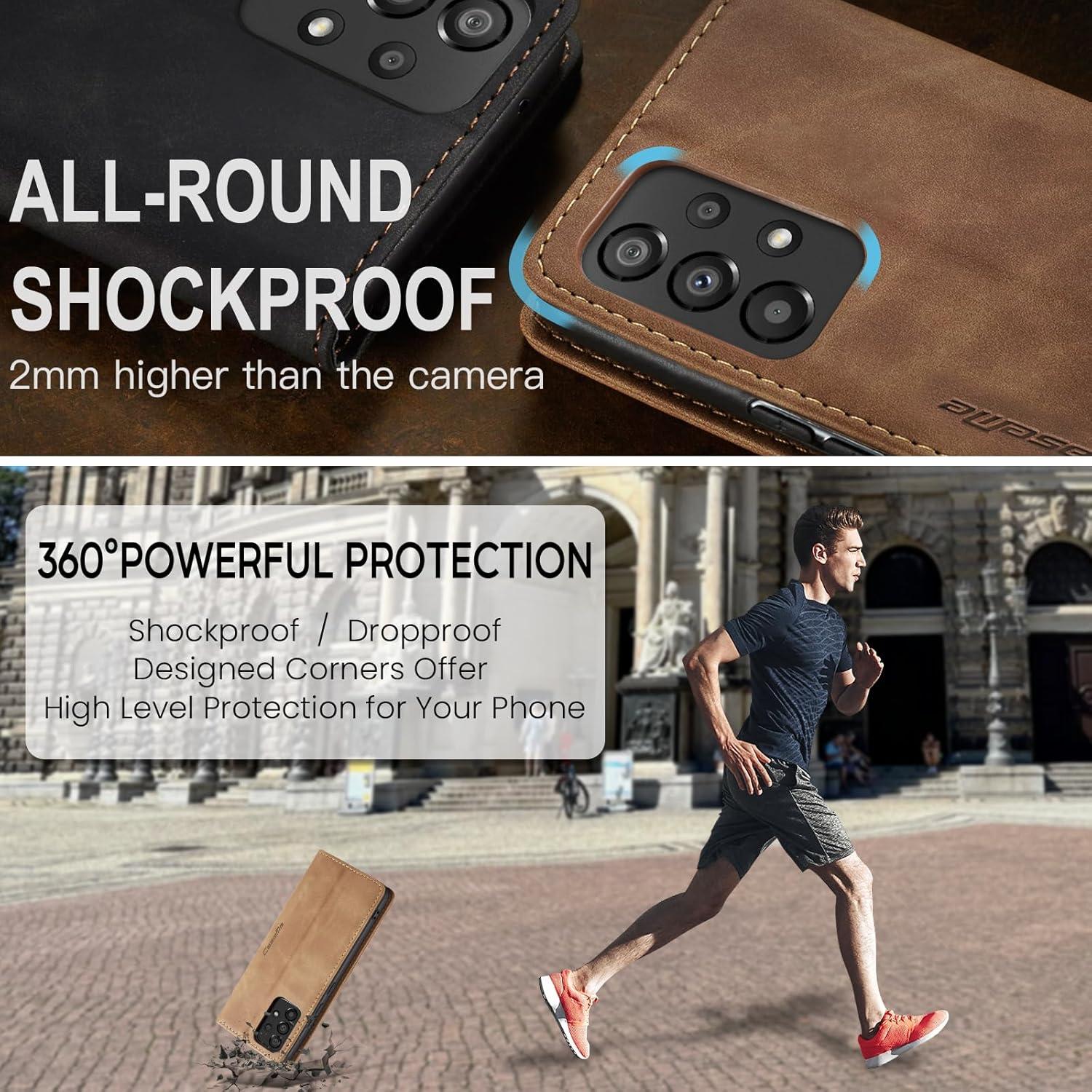 Handyhülle für Samsung Galaxy A53 5G Leder Flip Case Braun
