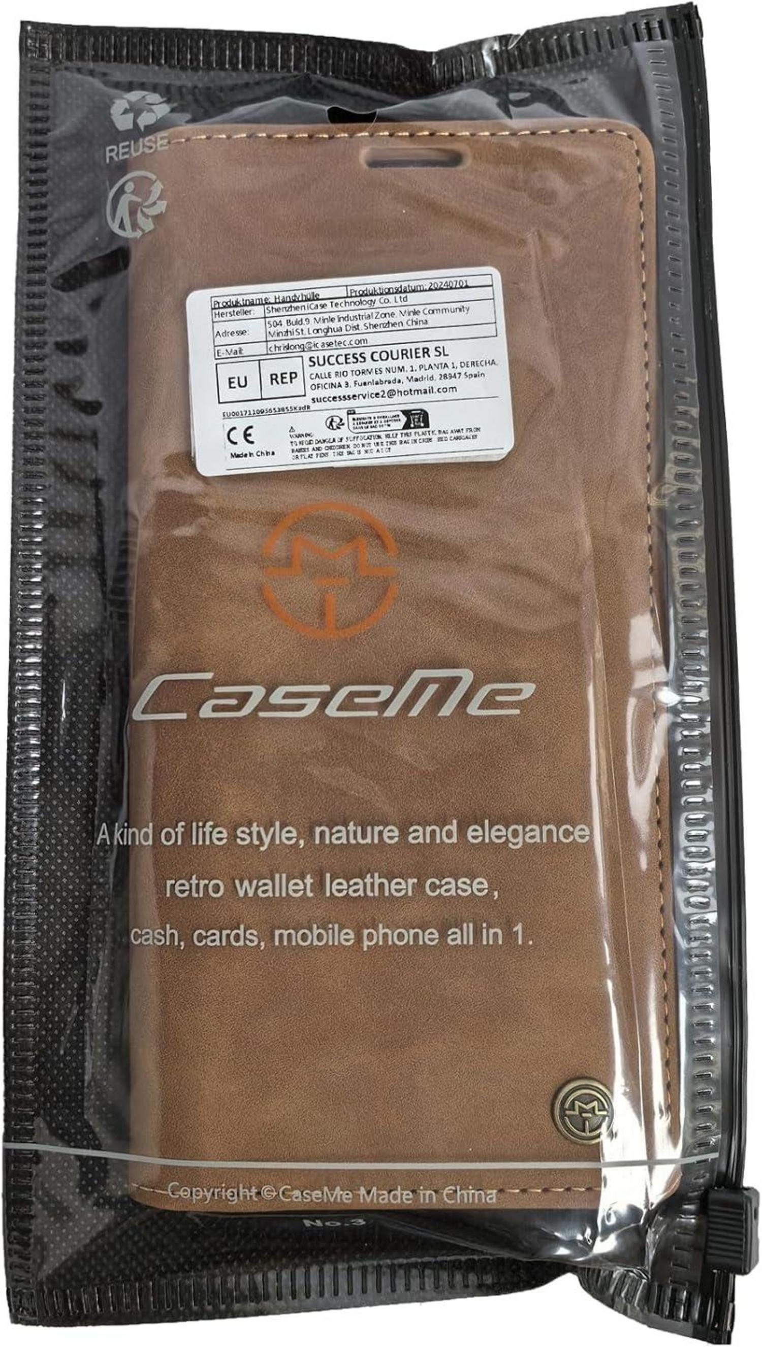 CaseMe Handyhülle Samsung Galaxy A53 5G Leder Magnet Stand Braun