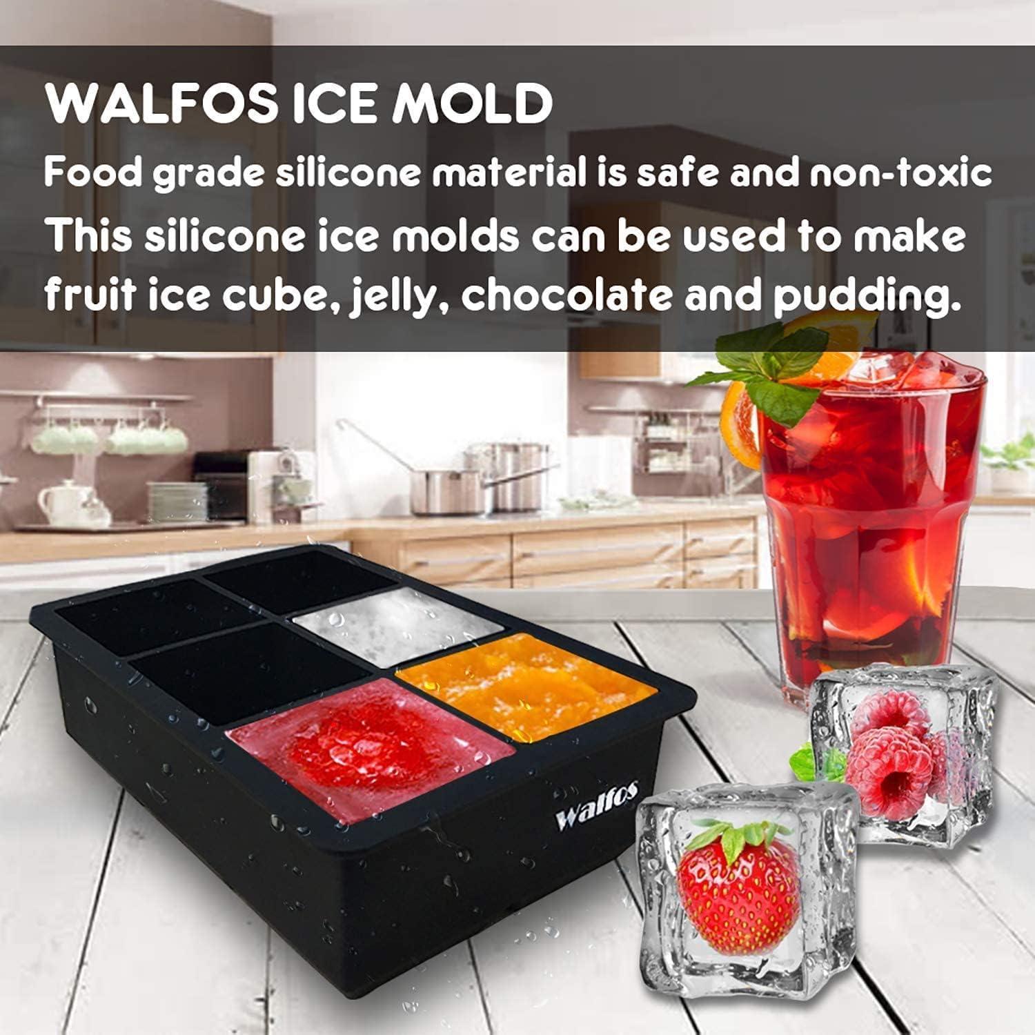 Silikon Eiswürfelbehälter Set Kugel & Groß Quadratisch BPA-frei Whisky Cocktails 2er Pack