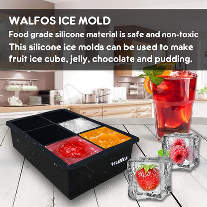 Silikon Eiswürfelbehälter Set Kugel & Groß Quadratisch BPA-frei Whisky Cocktails 2er Pack
