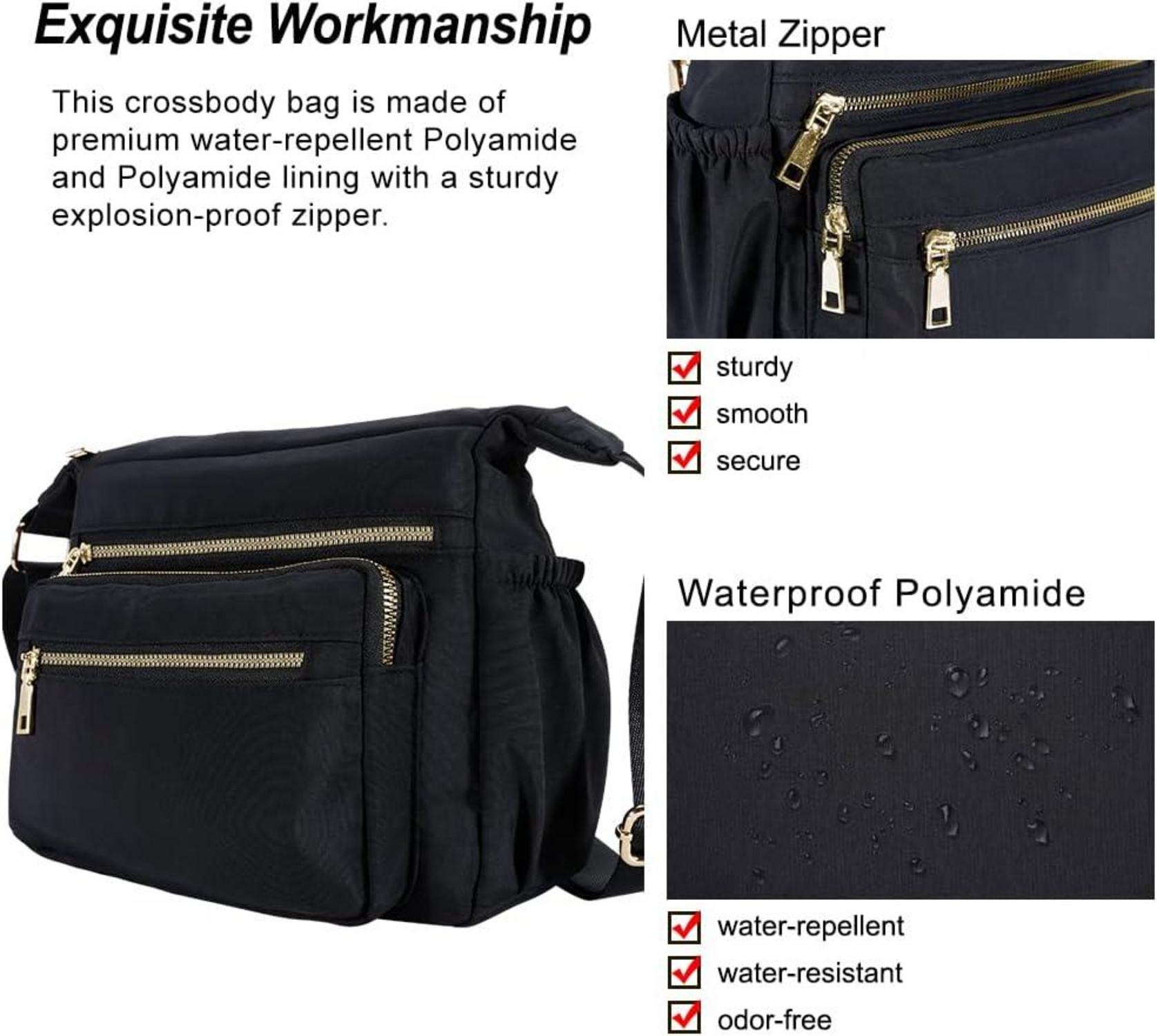 Dobsechs Nylon Umhängetasche Damen Schwarz Crossbody Bag 28x14x19cm
