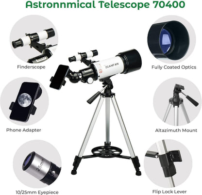 Teleskop Astronomie Teleskop für Erwachsene 70mm Refraktor Teleskop für Kinder mit Telefonadapter und Stativ