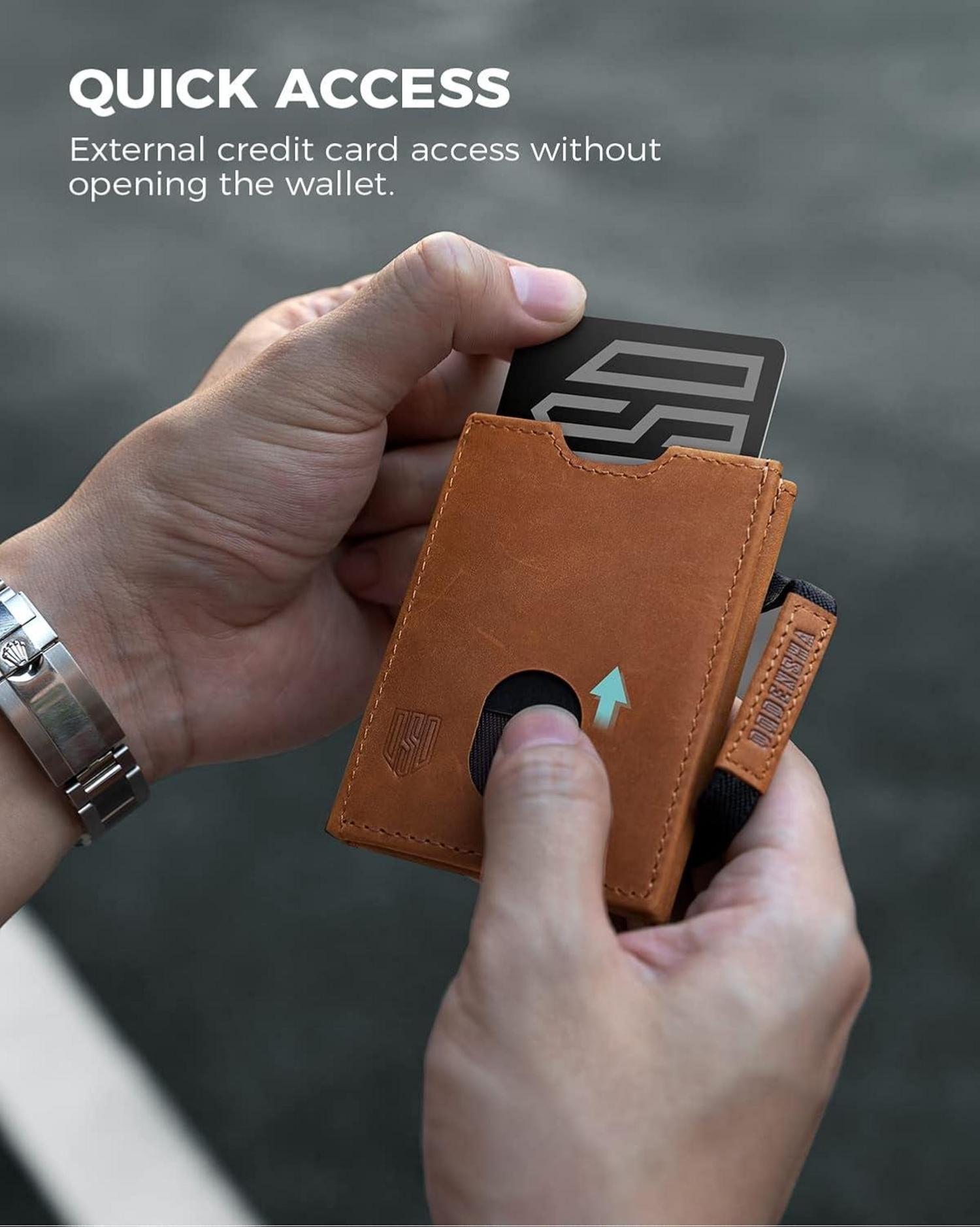 Kartenetui RFID Schutz Herren Geldbörse Leder Münzfach Braun Slim Wallet