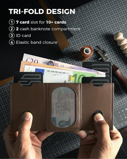 Mini Geldbörse Herren RFID-Schutz Leder Portmonee Slim