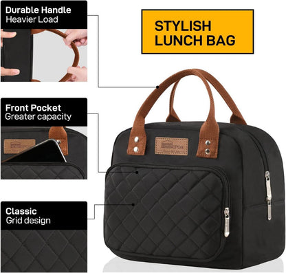 Isolierte Lunchtasche Kühltasche Lunchbox Schwarz 27x21x15cm