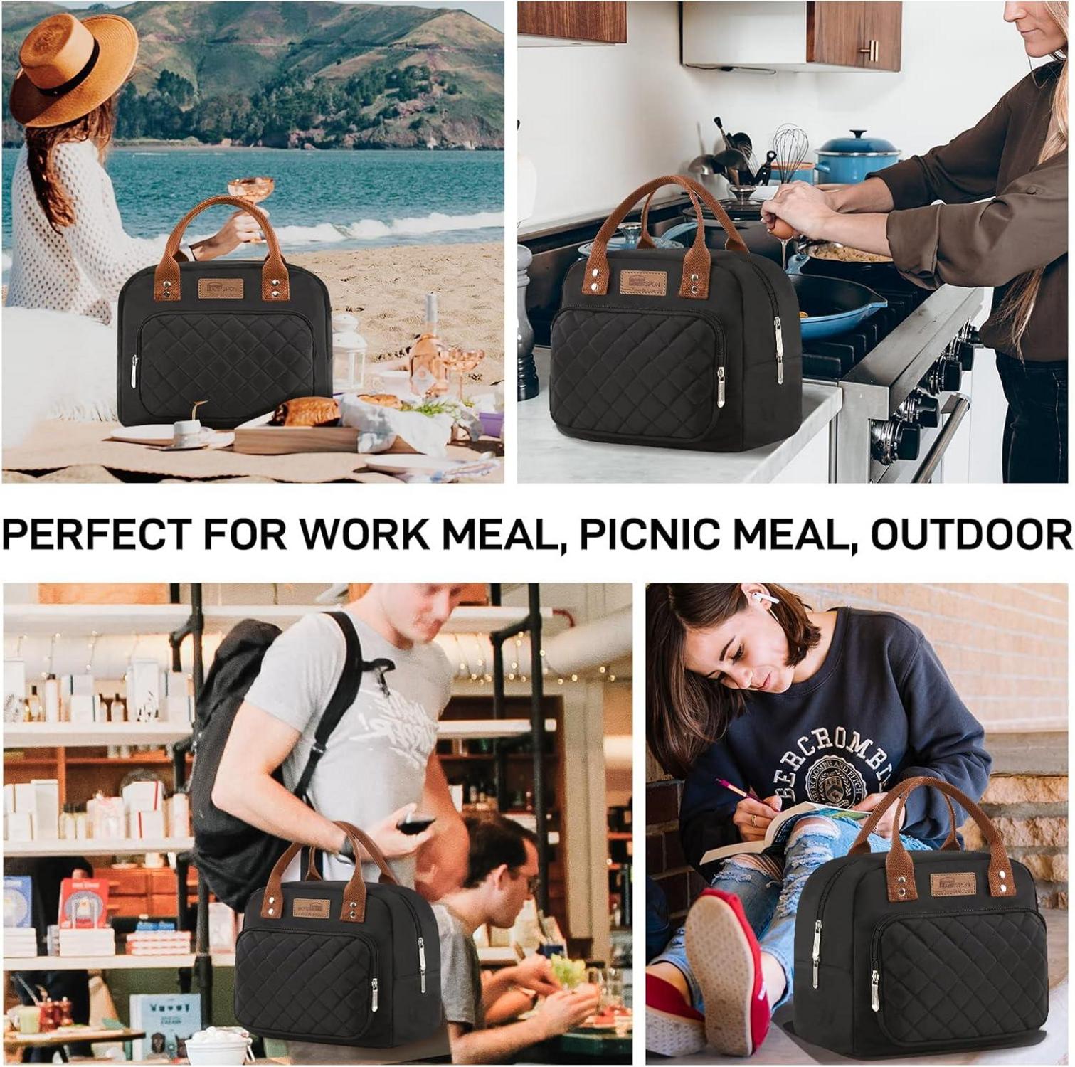 Isolierte Lunchtasche Kühltasche Lunchbox Schwarz 27x21x15cm