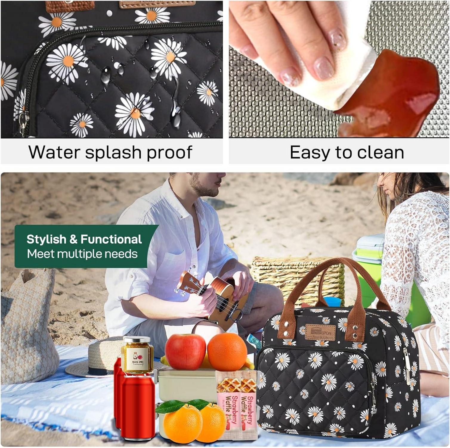 Isolierte Lunchtasche für Erwachsene Arbeit Kühltasche Lunchbox Blumenmuster