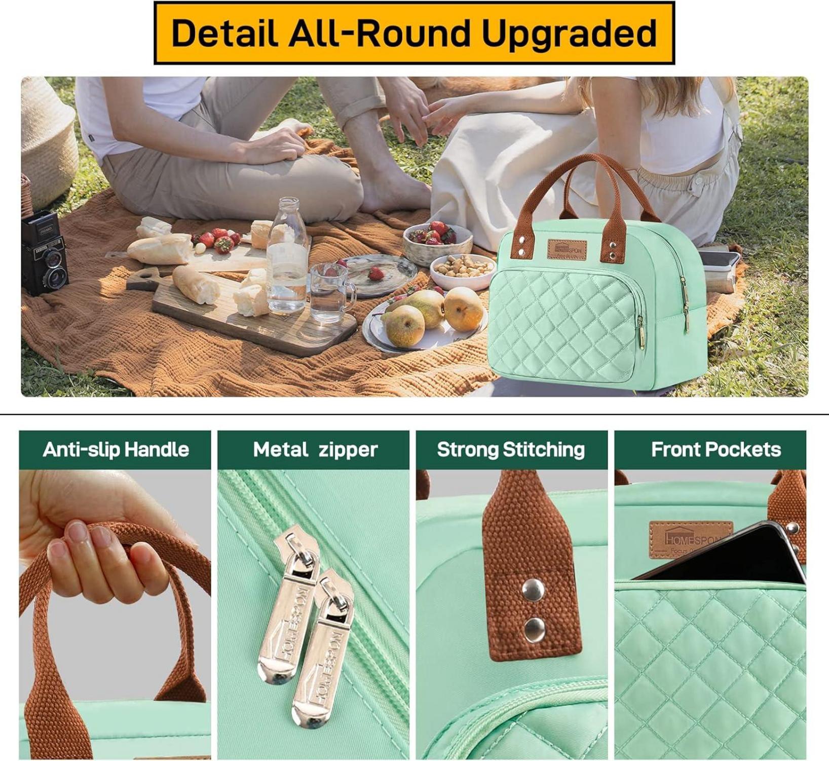 Isolierte Lunchtasche für Frauen und Männer, Grün, Arbeitstasche