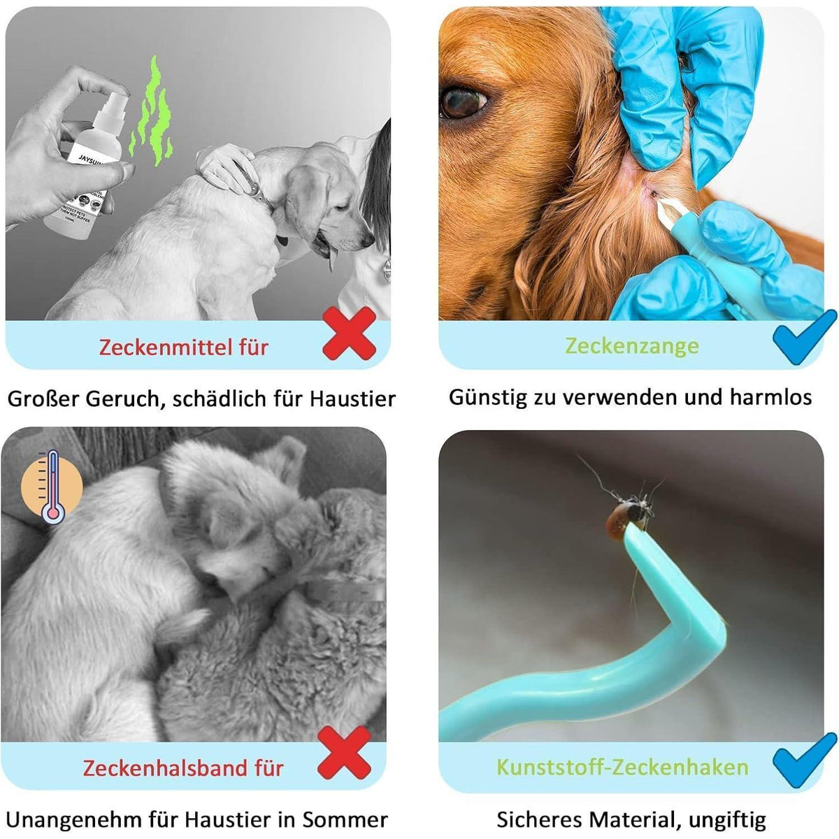 Zeckenzange Set für Hunde, Katzen & Menschen - 5er Pack Blau